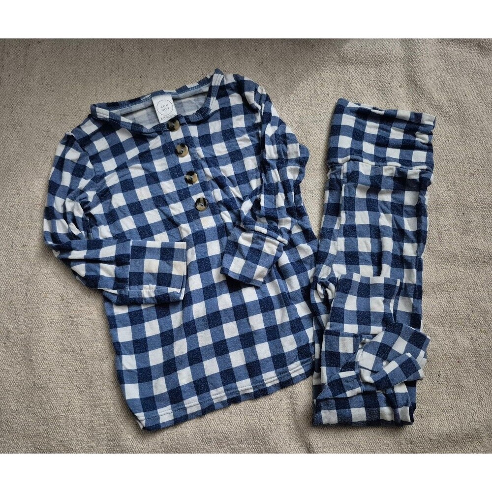 Lou lou & company 2 piece outfit size 6-12M months blue checkered